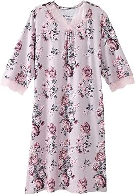 Women's Open Back Adaptive Lace Trim Nightgown - No Peek V-Neck Hospital Gown for Seniors